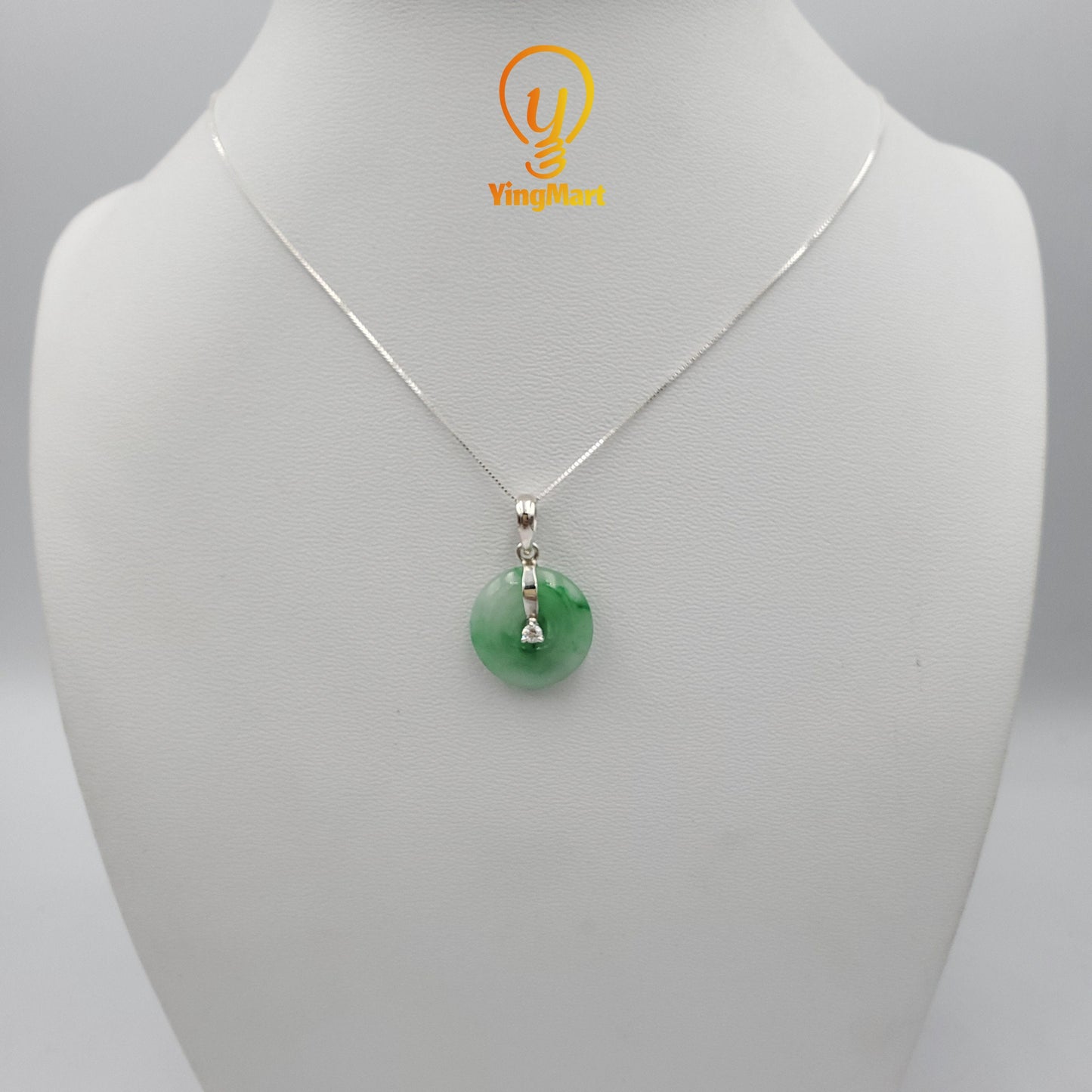 Yingmart Genuine Small Fu Green Natural Jadeite Jade Pendant, Real Gemstone, Vintage Jewelry, Gift for her