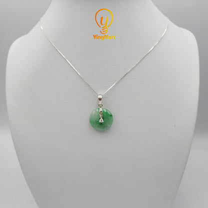Yingmart Genuine Small Fu Green Natural Jadeite Jade Pendant, Real Gemstone, Vintage Jewelry, Gift for her