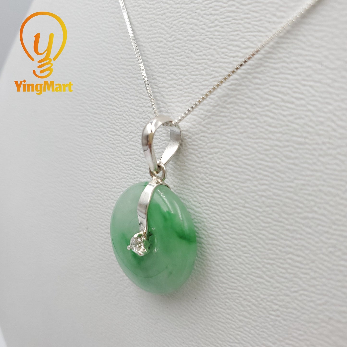 Yingmart Genuine Small Fu Green Natural Jadeite Jade Pendant, Real Gemstone, Vintage Jewelry, Gift for her