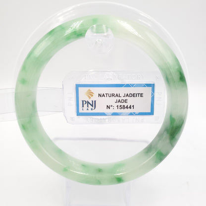 Yingmart 57mm Certified Natural Color Green with Spots Natural Jadeite Jade Bangle Bracelet, Real Gemstone, Jewelry, PNJ158441