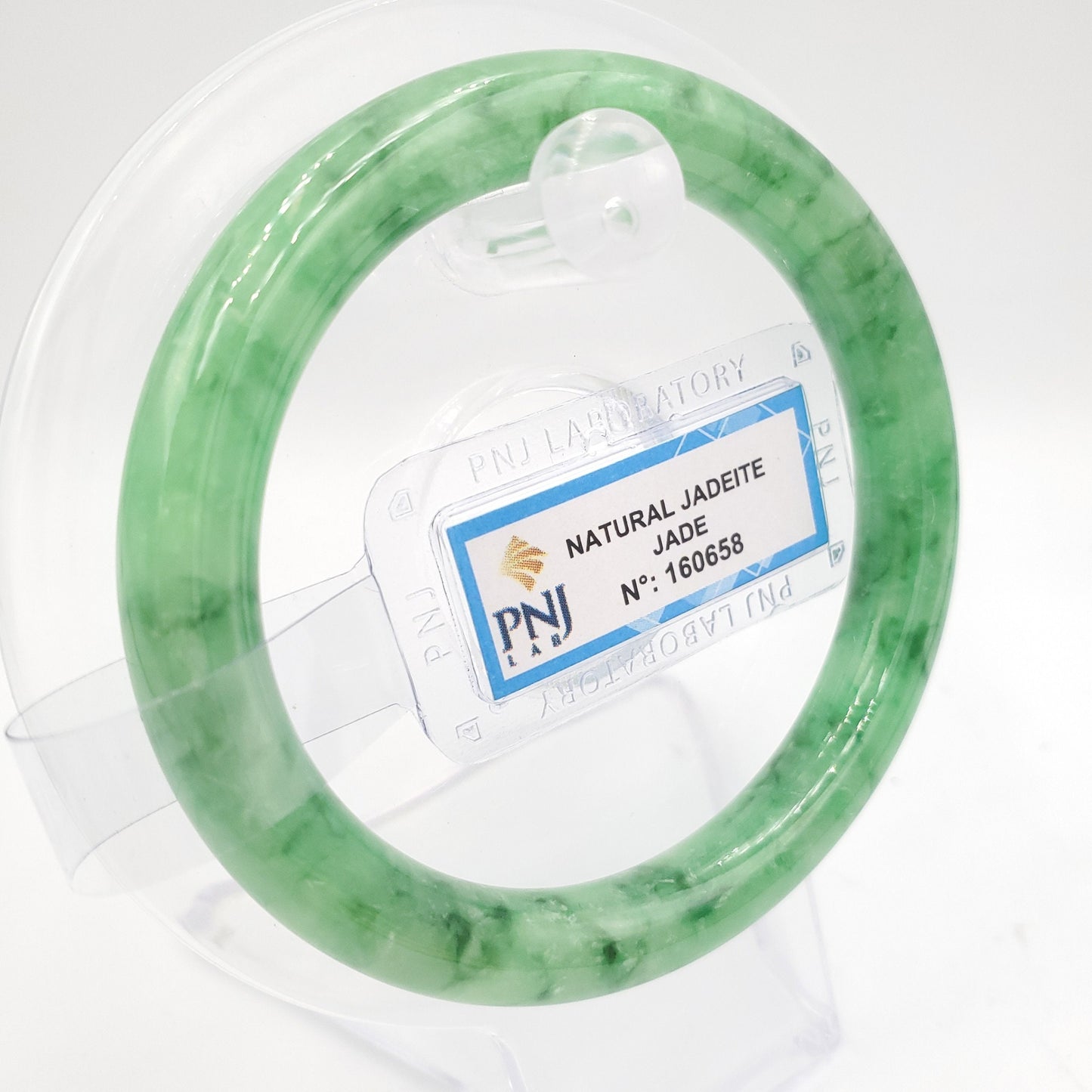 Yingmart 53mm PNJ160658 Certified Natural Color Green with veins Natural Jadeite Jade Bangle Bracelet, Real Gemstone, Jewelry.