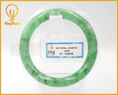 Yingmart 53mm PNJ160658 Certified Natural Color Green with veins Natural Jadeite Jade Bangle Bracelet, Real Gemstone, Jewelry.