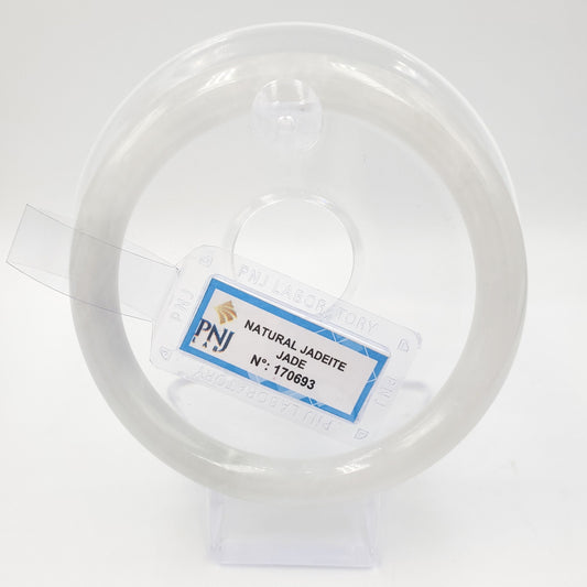 Yingmart 61mm PNJ170693 Certified Natural Color Grey white Jadeite Jade Bangle Bracelet, Real Gemstone, Vintage Jewelry, Gift for her