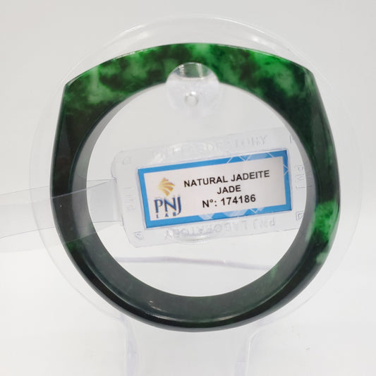 Yingmart 51mm PNJ174186 Certified Natural Color Green Jadeite Thick Jade Bangle Bracelet, Real Gemstone, Vintage Jewelry, Gift for her
