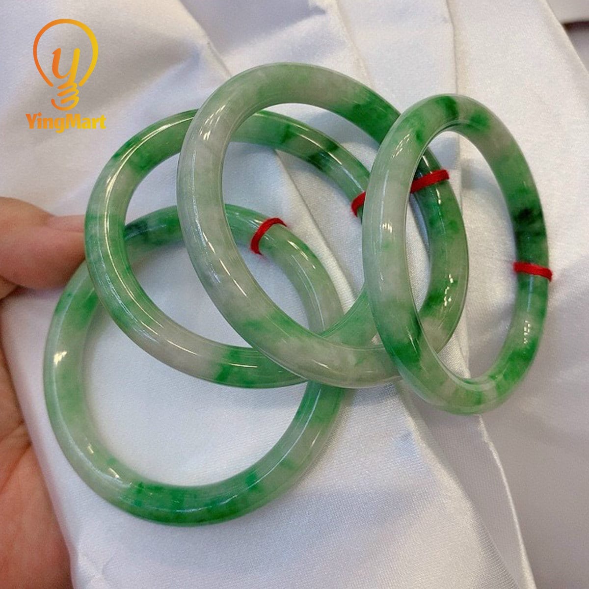 Jadeite Jade Bangle Bracelet with Dark Green Spots 48-62mm Light Green | Genuine Gemstone Jewelry, Perfect Christmas/New Year Gift