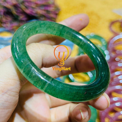 Yingmart 48 - 62mm 100% Natural Pink/Green Quartz Bangle Bracelets, Real Gemstone Bracelet, Vintage Jewelry