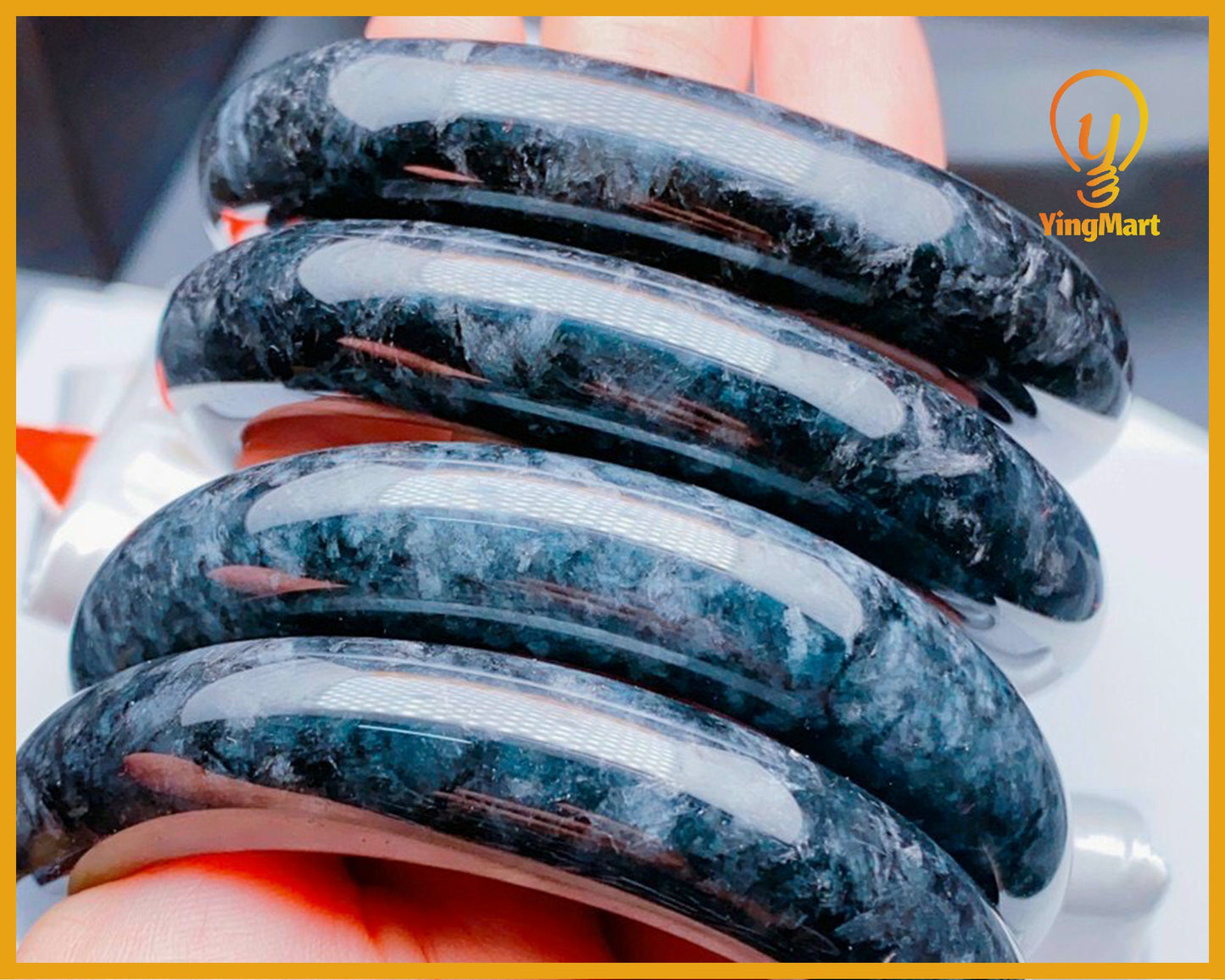 Yingmart 48-62mm Natural Jadeite Black Jade Bangle Bracelets, Real Gemstone Bracelet, Vintage Jewelry, Christmas Gift, Newyear Gift