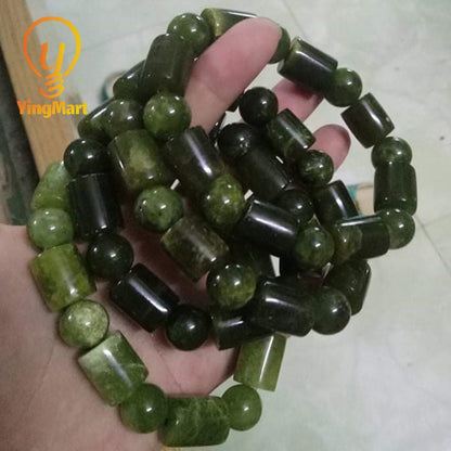 Genuine Natural Green Serpentine Stone Beaded Bracelet, Gift for Men And Women, Healing Stones, Christmas Gift, Newyear Gift