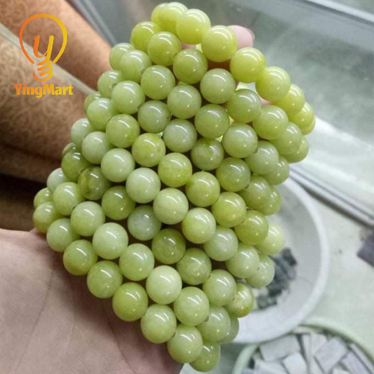 Genuine Natural Green Serpentine Stone Beaded Bracelet, Gift for Men And Women, Healing Stones, Christmas Gift, Newyear Gift