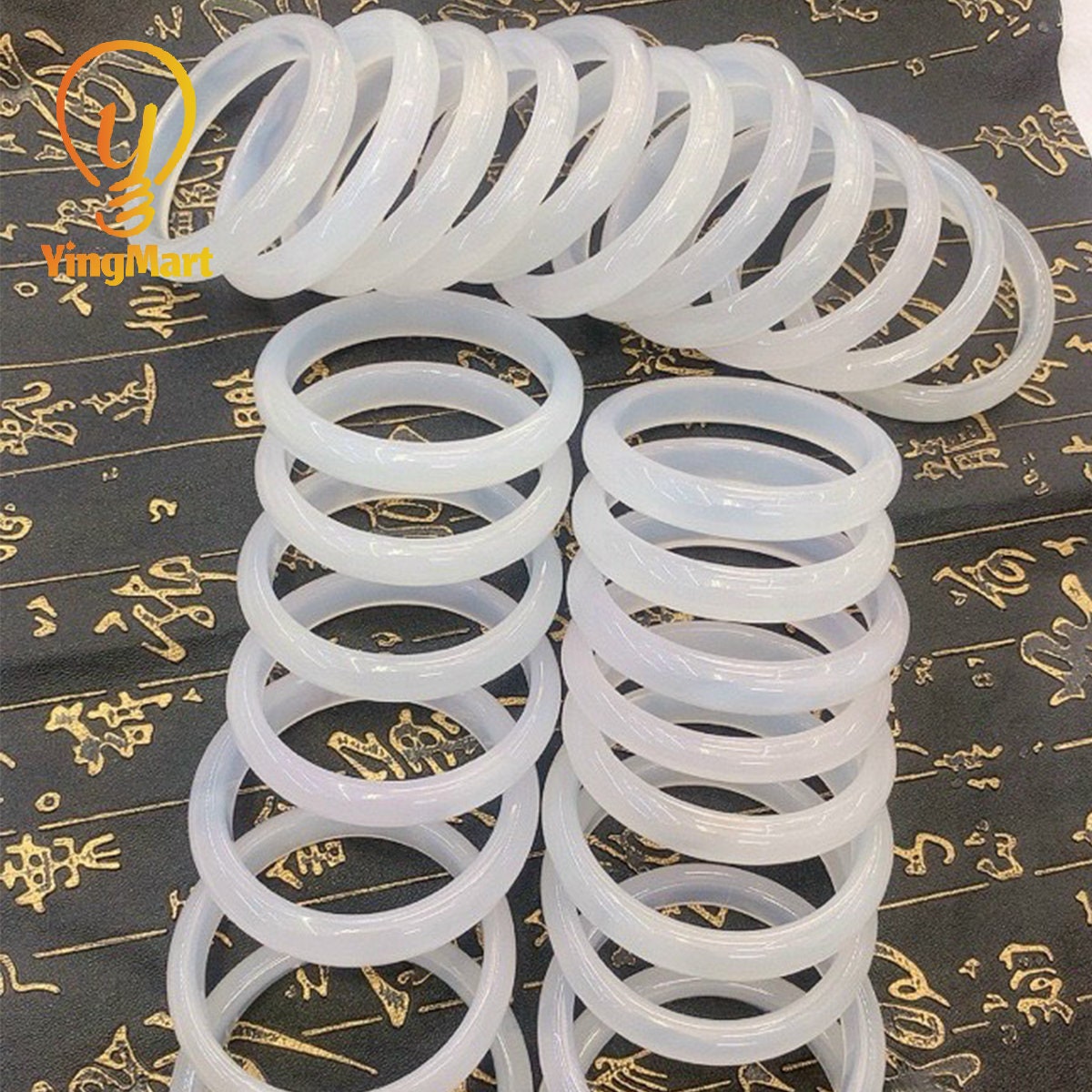 Yingmart 48-72mm White Natural Chalcedony Bangle Bracelets, Flawless Gemstone Bracelet, Vintage Jewelry, Christmas Gift, Newyear Gift