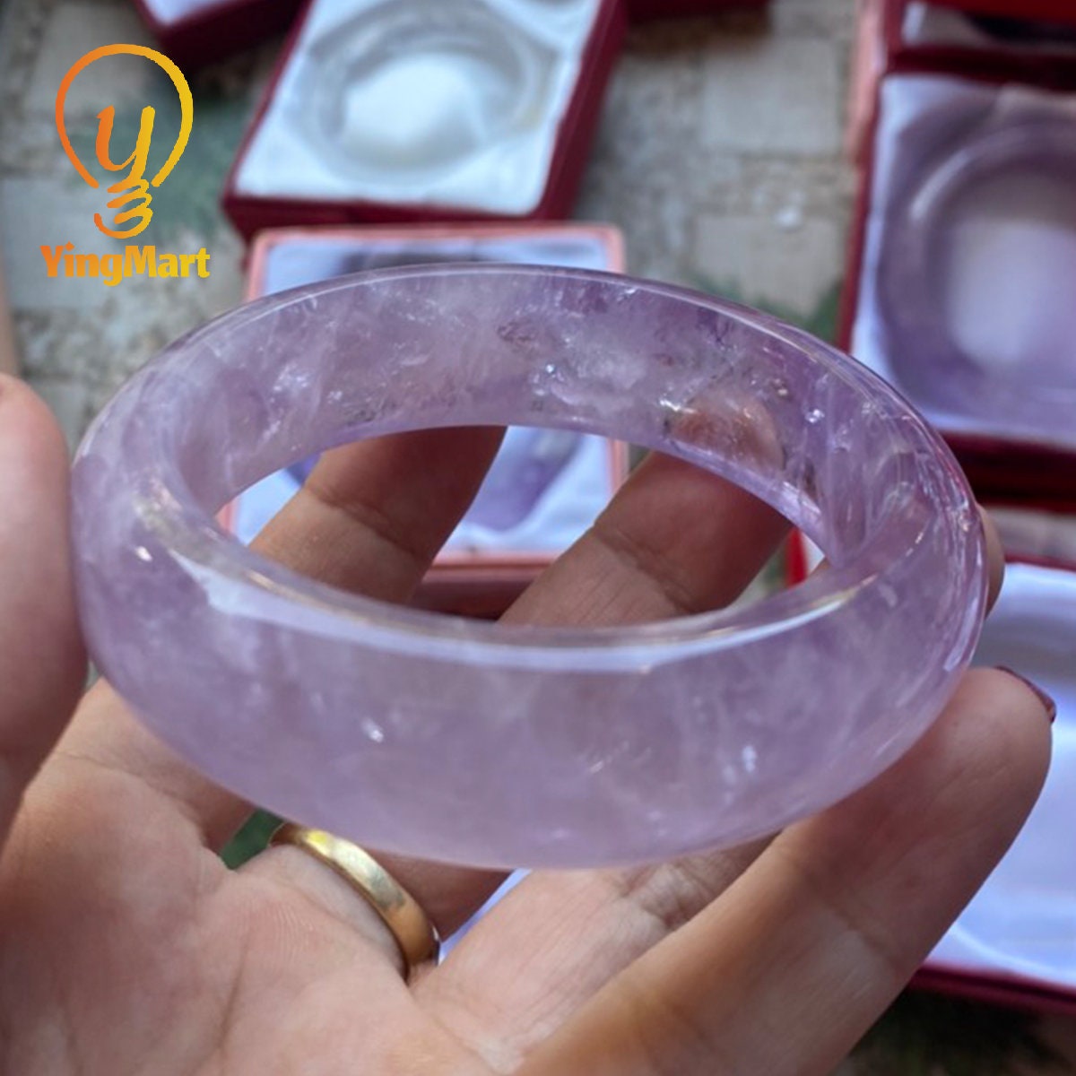 Yingmart 48mm-60mm 100% Natural Purple/Smoky Quartz Bangle Bracelet, Real Gemstone, Vintage Jewelry, New year gift, Gift for her