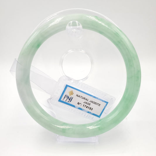 Yingmart 69mm PNJ174193 Certified Natural Color Green Natural Jadeite Big size Bangle Bracelet,Real Gemstone,Vintage Jewelry