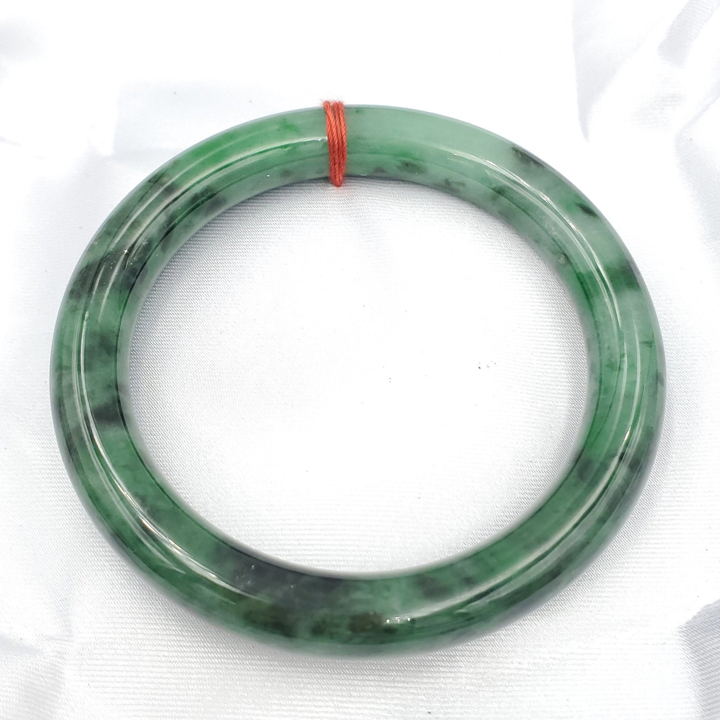 Yingmart 57-61-62 mm PNJ Certified Natural Color Green with Black Brown Spot Jadeite Jade Bangle Bracelet, Real Gemstone, Jewelry
