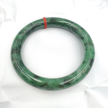 Yingmart 57-61-62 mm PNJ Certified Natural Color Green with Black Brown Spot Jadeite Jade Bangle Bracelet, Real Gemstone, Jewelry