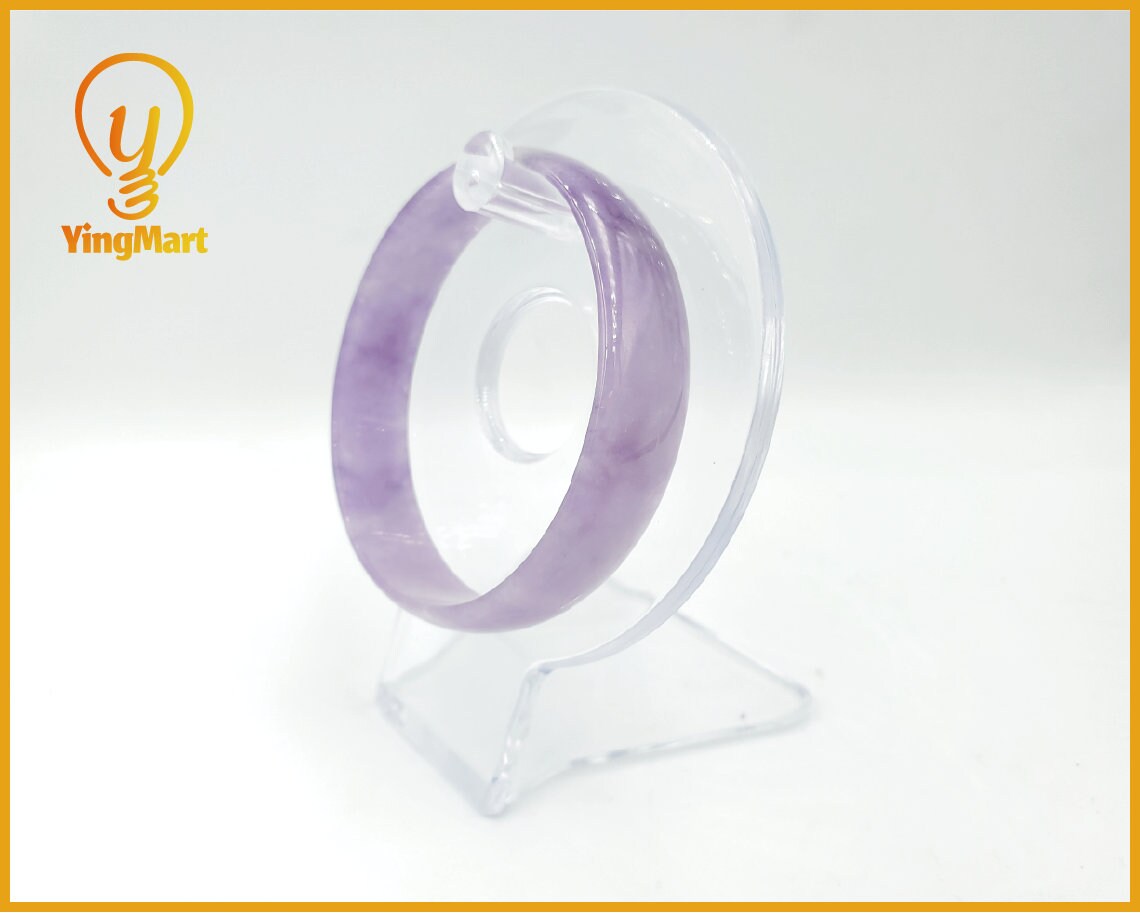 Yingmart 48-58mm Ice Purple Natural Jadeite Jade Thin Bangle Bracelet, Elegant Princess bangle for Female Girlfriend, Vintage Jewelry
