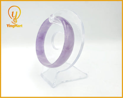 Yingmart 48-58mm Ice Purple Natural Jadeite Jade Thin Bangle Bracelet, Elegant Princess bangle for Female Girlfriend, Vintage Jewelry