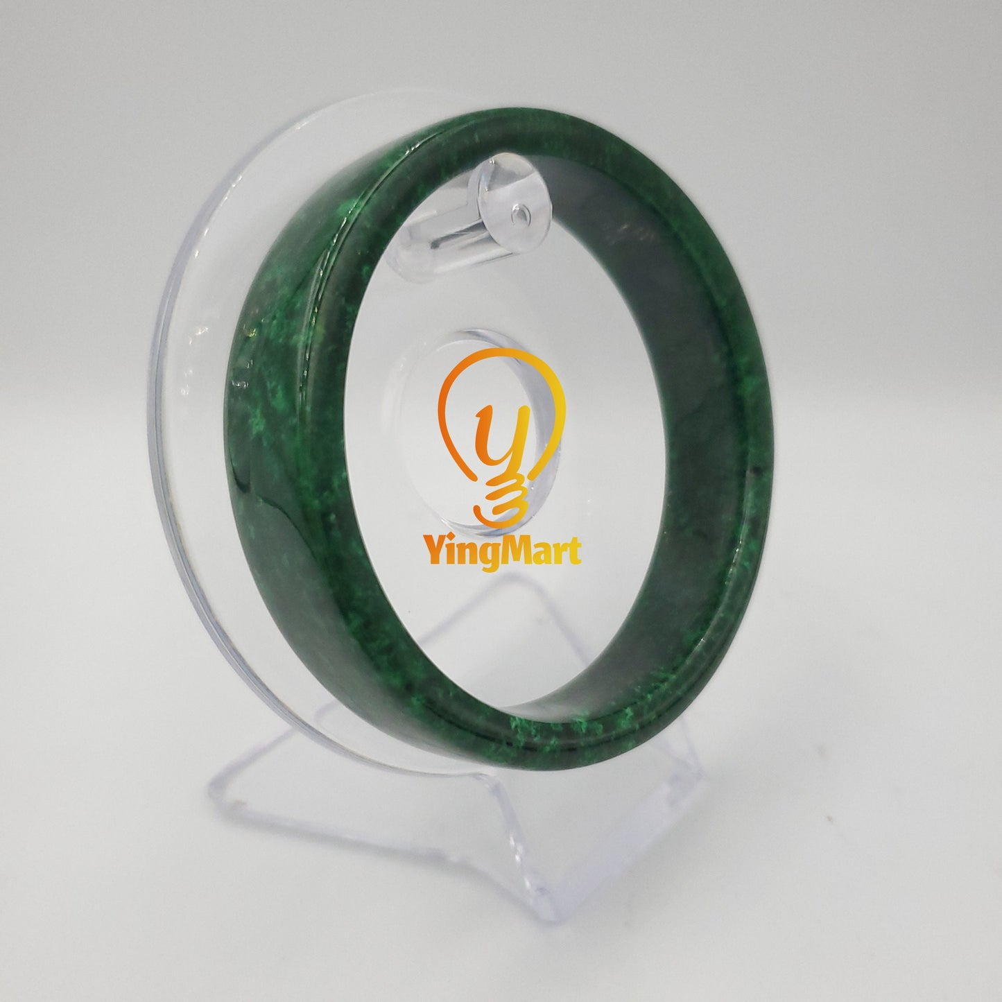 Yingmart 55-64mm Square Dark Green Black Spot Natural Jadeite Jade Bangles, Real Gemstone Bracelet, Vintage Jewelry, Gift for her