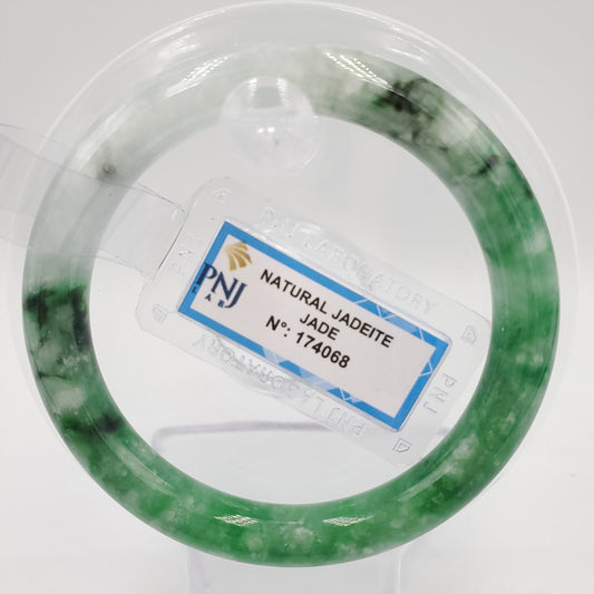 Yingmart 54mm PNJ Certified Natural Color Green Natural Jadeite Jade Bangle Bracelet, Real Gemstone, Vintage Jewelry, Gift for her