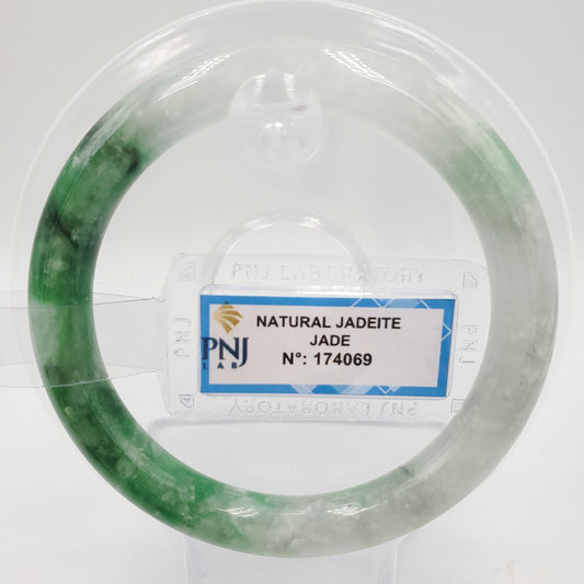 Yingmart 54mm PNJ Certified Natural Color Green Natural Jadeite Jade Bangle Bracelet, Real Gemstone, Vintage Jewelry, Gift for her