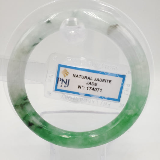 Yingmart 54mm PNJ174071 Certified Natural Color Green Natural Jadeite Jade Bangle Bracelet, Real Gemstone, Vintage Jewelry, Gift for her