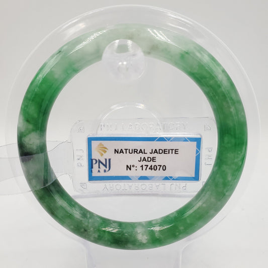 Yingmart 51mm PNJ174070 Certified Natural Color Green Natural Jadeite Jade Bangle Bracelet, Real Gemstone, Vintage Jewelry, Gift for her