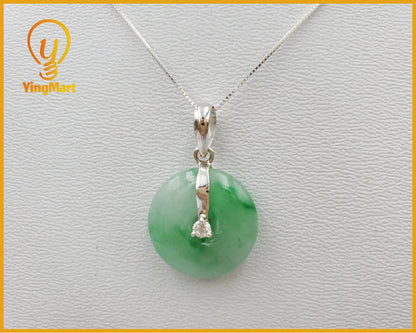 Yingmart Genuine Small Fu Green Natural Jadeite Jade Pendant, Real Gemstone, Vintage Jewelry, Gift for her