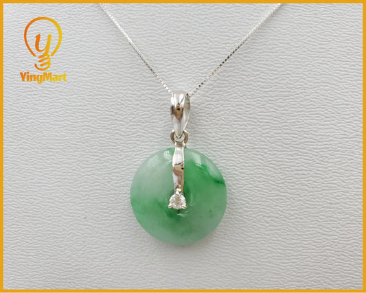 Yingmart Genuine Small Fu Green Natural Jadeite Jade Pendant, Real Gemstone, Vintage Jewelry, Gift for her