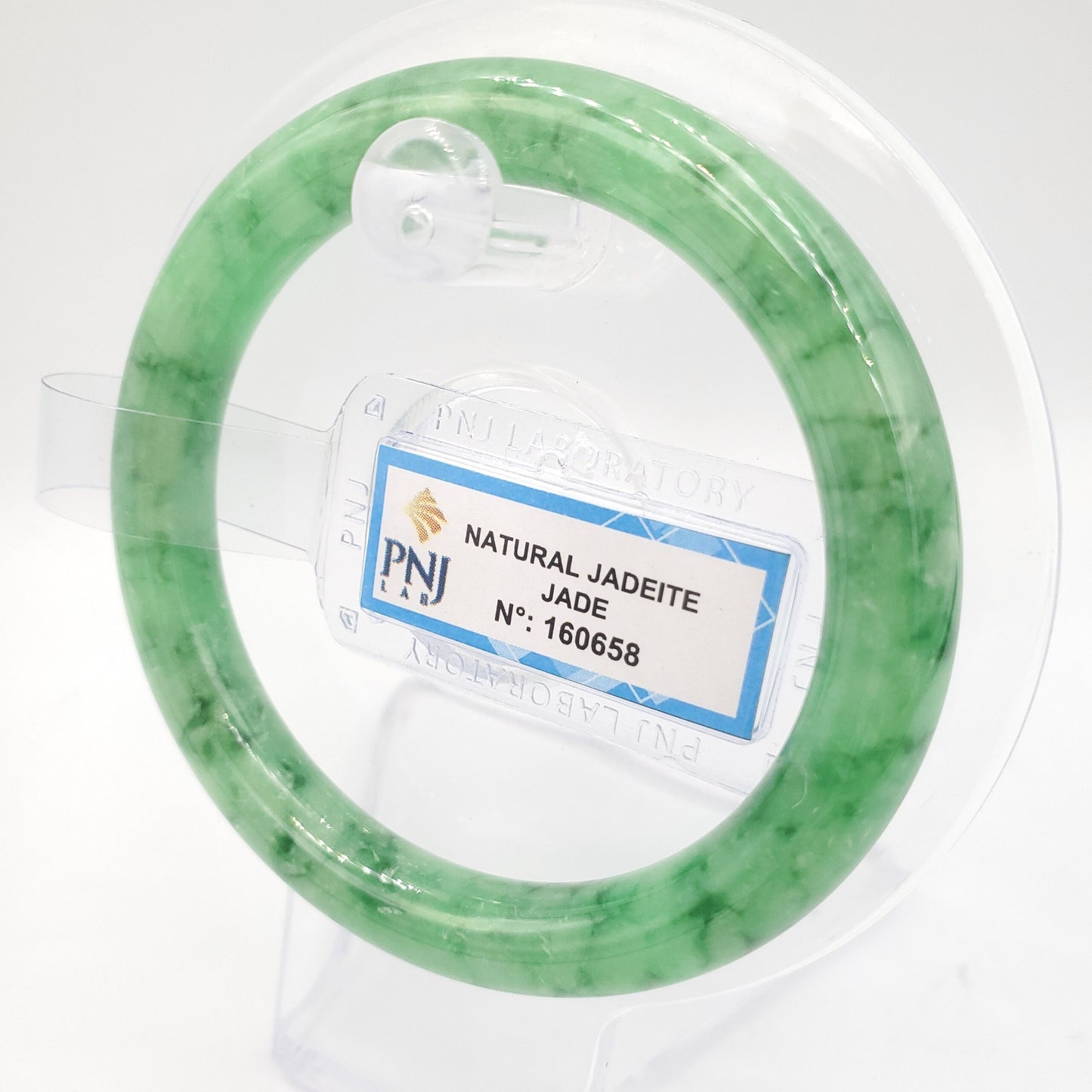 Yingmart 53mm PNJ160658 Certified Natural Color Green with veins Natural Jadeite Jade Bangle Bracelet, Real Gemstone, Jewelry.