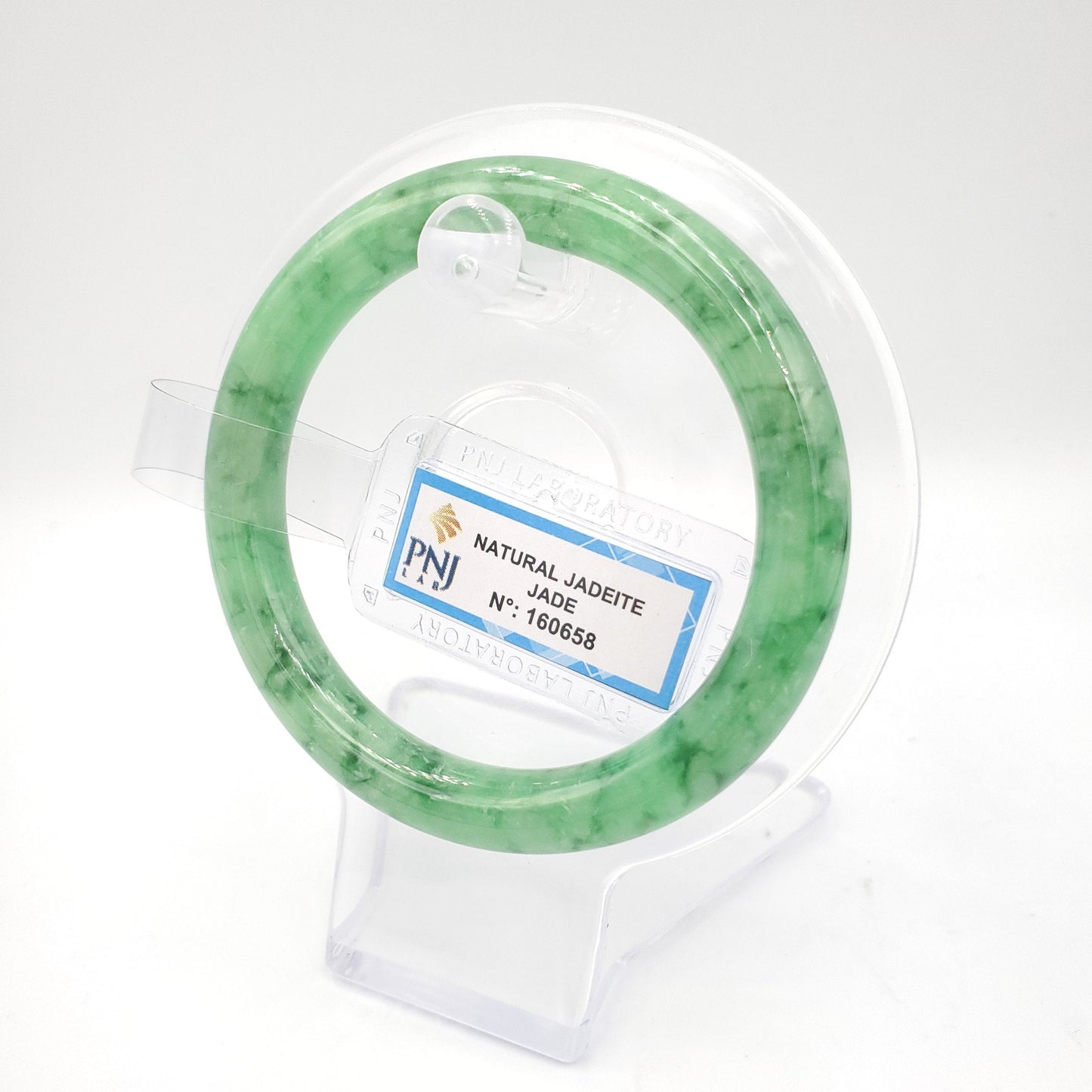 Yingmart 53mm PNJ160658 Certified Natural Color Green with veins Natural Jadeite Jade Bangle Bracelet, Real Gemstone, Jewelry.