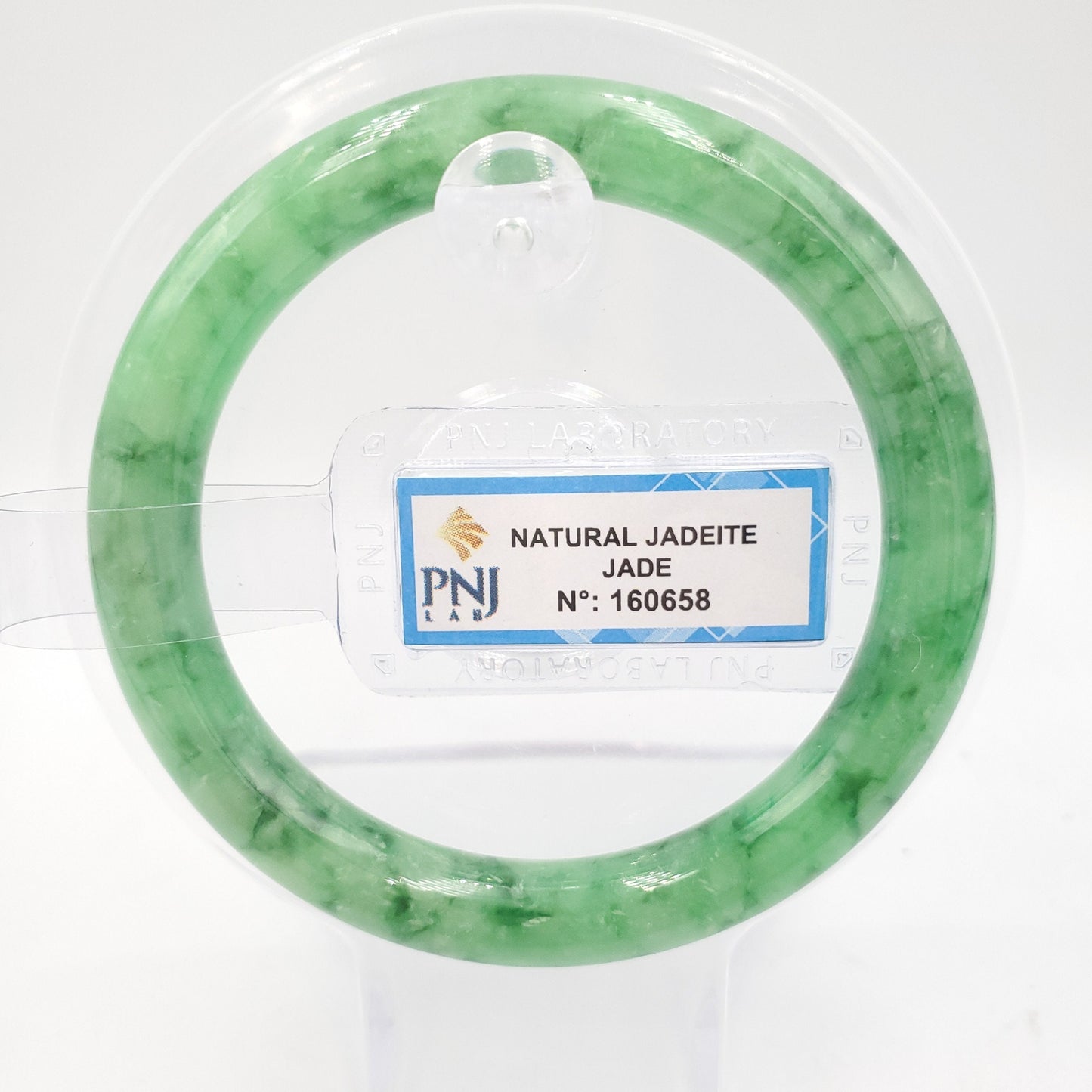 Yingmart 53mm PNJ160658 Certified Natural Color Green with veins Natural Jadeite Jade Bangle Bracelet, Real Gemstone, Jewelry.