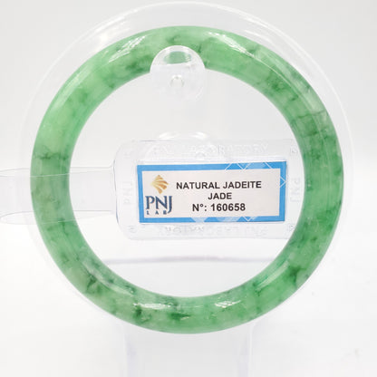 Yingmart 53mm PNJ160658 Certified Natural Color Green with veins Natural Jadeite Jade Bangle Bracelet, Real Gemstone, Jewelry.