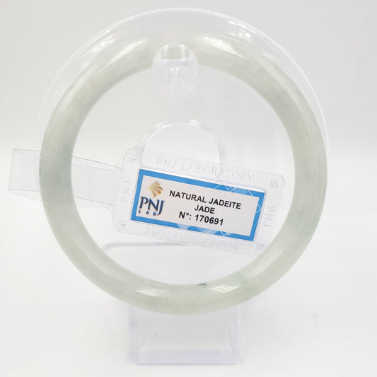 Yingmart 59mm PNJ Certified Natural Color White Jadeite Jade Bangle Bracelet, Real Gemstone, Vintage Jewelry, Gift for her