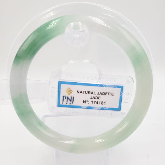 Yingmart 57mm PNJ Certified Natural Color Green Natural Jadeite Jade Bangle Bracelet, Real Gemstone, Vintage Jewelry, Accessories