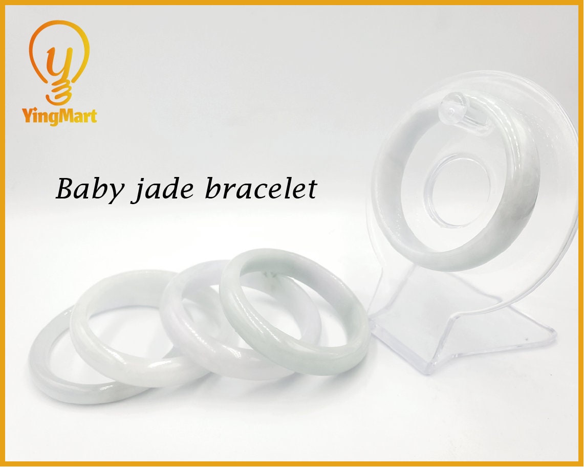 Yingmart 42-48mm Baby Size White Natural Jadeite Jade Bangle Bracelet, Real Gemstone Bracelet, Vintage Jewelry, Birthday Gift