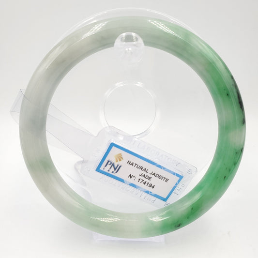 Yingmart 69mm PNJ Certified Natural Color Green Natural Jadeite Jade Bangle Bracelet, Real Gemstone,Vintage Jewelry,Accessories