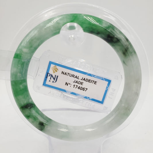 Yingmart 51mm PNJ Certified Natural Color Green Natural Jadeite Jade Bangle Bracelet, Real Gemstone, Vintage Jewelry, Gift for her