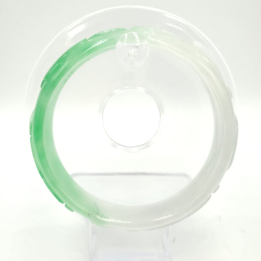 Yingmart 59mm Floral Engraved Green White Natural Jadeite Jade Bangles Bracelets, Real Gemstone, Vintage Jewelry, Gift for her,Accessories