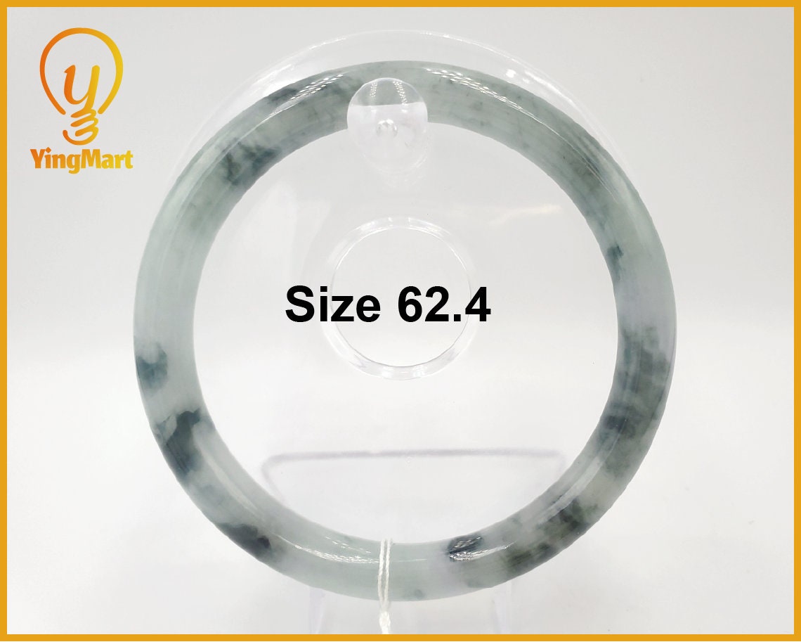 Yingmart 62mm Natural Jadeite Jade Bangle Bracelet, Real Gemstone, Vintage Jewelry, Gift for her, Accessories
