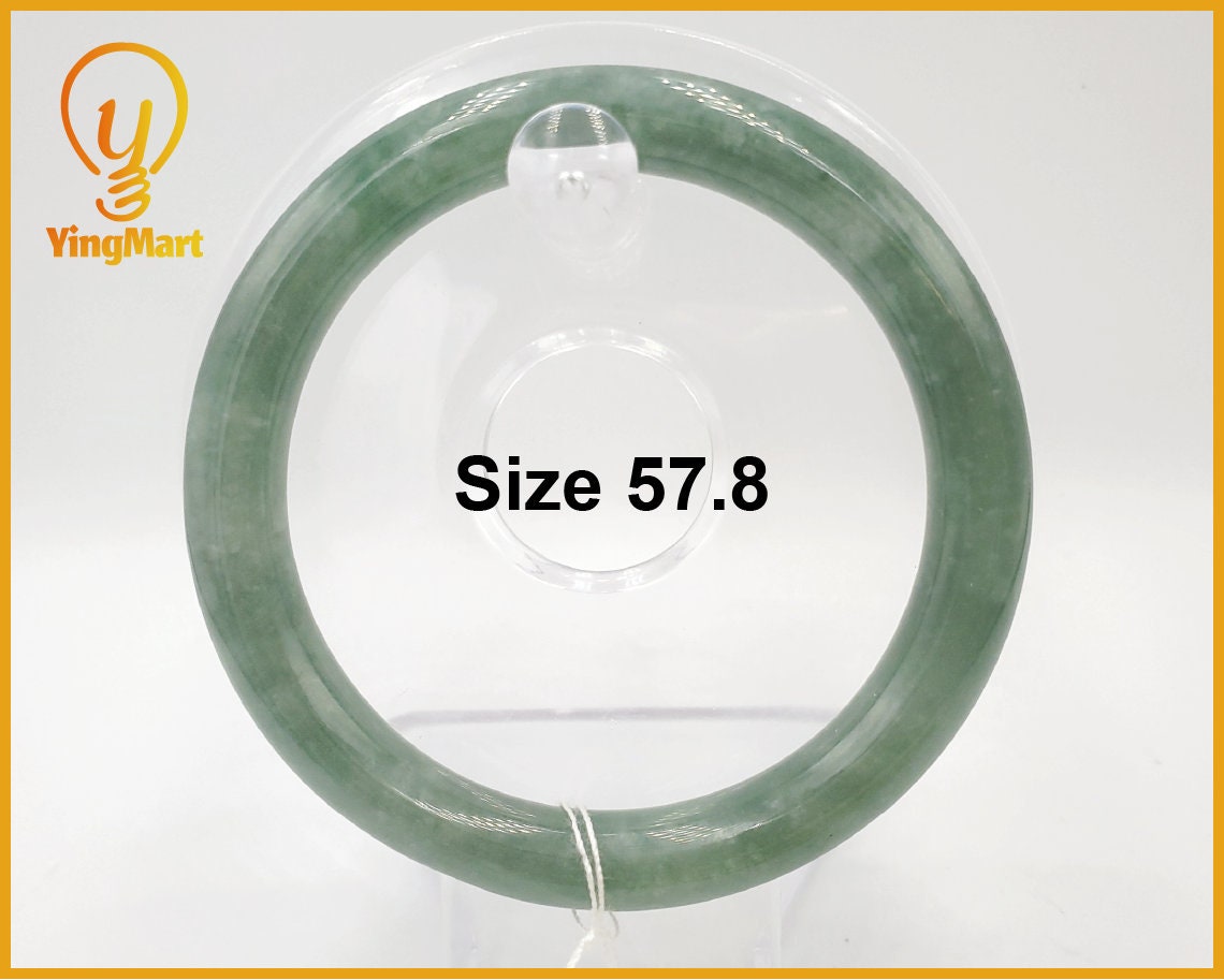Yingmart 57mm Natural Green Jadeite Jade Bangle Bracelet, Real Gemstone, Vintage Jewelry, Gift for her, Accessories