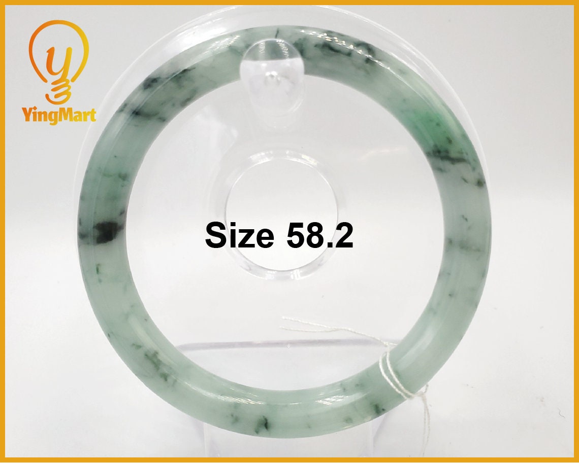 Yingmart 58mm Natural Green Jadeite Jade Bangle Bracelet, Real Gemstone, Vintage Jewelry, Gift for her, Accessories