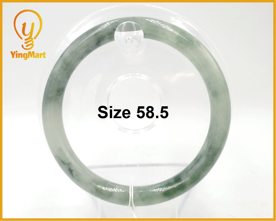 Yingmart 58mm Natural Green Jadeite Jade Round Shape Bangle Bracelet, Real Gemstone, Vintage Jewelry, Gift for her, Accessories