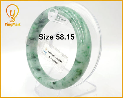 Yingmart 58mm Certified Genuine Green Natural Jadeite Jade Bangle Bracelet, Real Gemstone, Vintage Jewelry, PNJ141889