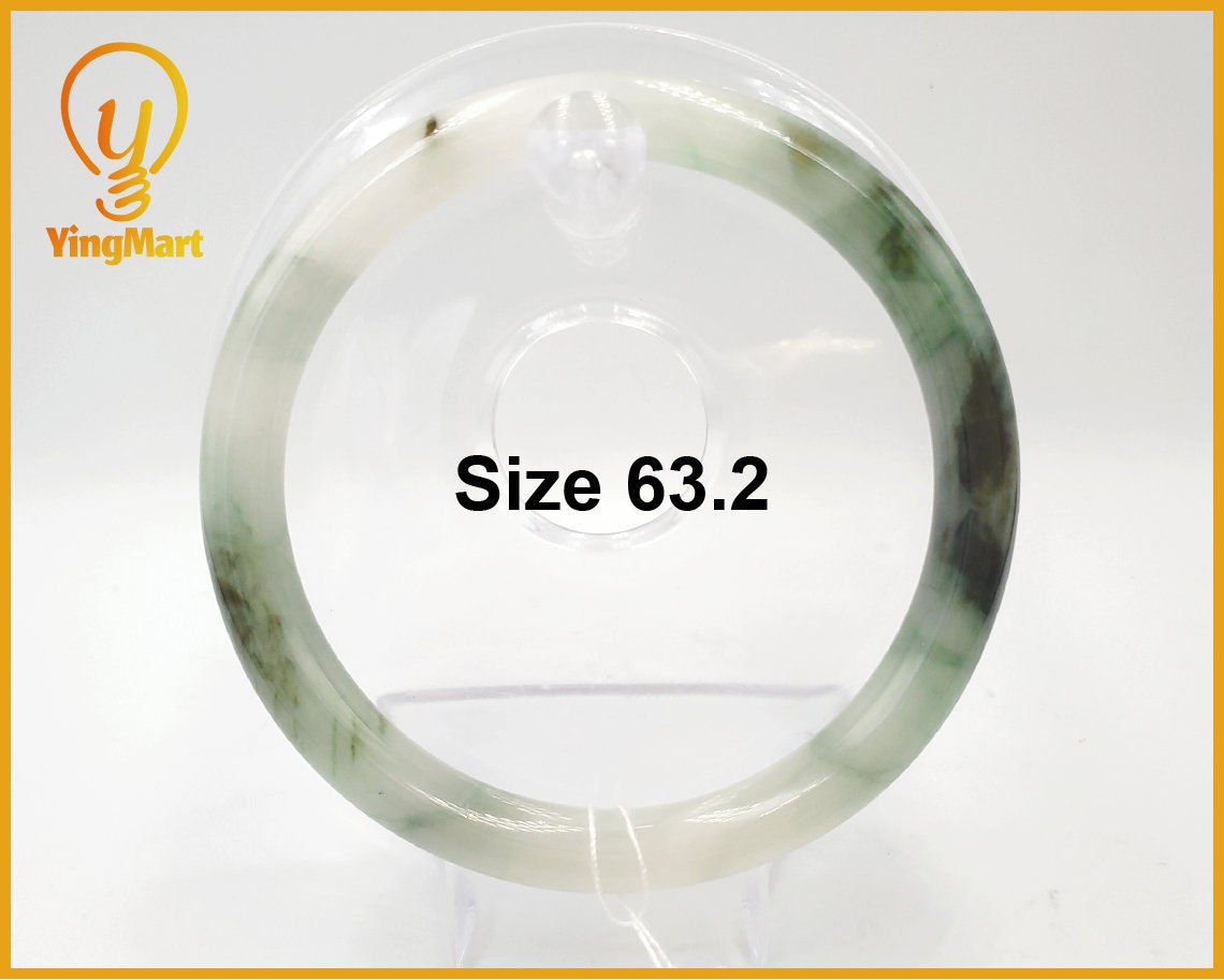 Yingmart 63mm Natural Green Jadeite Jade Bangle Bracelet, Real Gemstone, Vintage Jewelry, Gift for her, Accessories