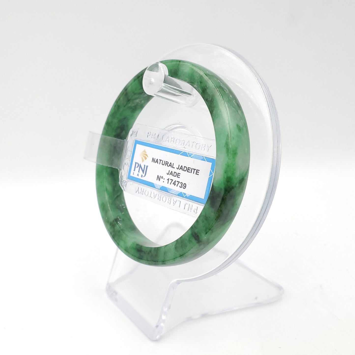 Yingmart 55mm Certified Natural ColorGreen with Black Spots Square Flat Natural Jadeite Jade Bangle Bracelet, Real Gemstone, Jewelry