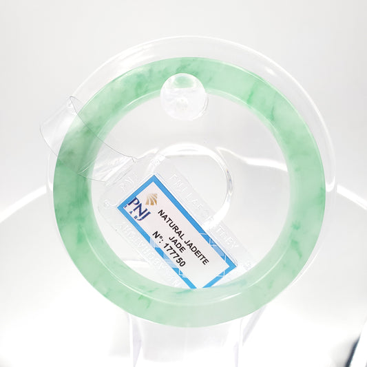 Yingmart 53mm PNJ177750 Certified Natural Flat Light Green Natural Jadeite Jade Bangle Bracelets, Real Gemstone Bracelet, Vintage Jewelry