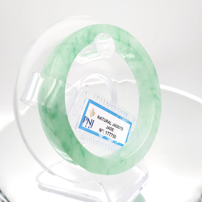 Yingmart 53mm PNJ177750 Certified Natural Flat Light Green Natural Jadeite Jade Bangle Bracelets, Real Gemstone Bracelet, Vintage Jewelry