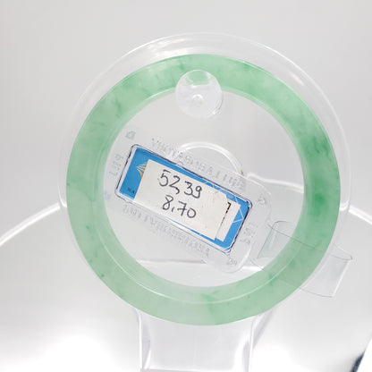 Yingmart 53mm PNJ177750 Certified Natural Flat Light Green Natural Jadeite Jade Bangle Bracelets, Real Gemstone Bracelet, Vintage Jewelry