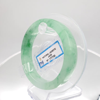 Yingmart 53mm PNJ177750 Certified Natural Flat Light Green Natural Jadeite Jade Bangle Bracelets, Real Gemstone Bracelet, Vintage Jewelry