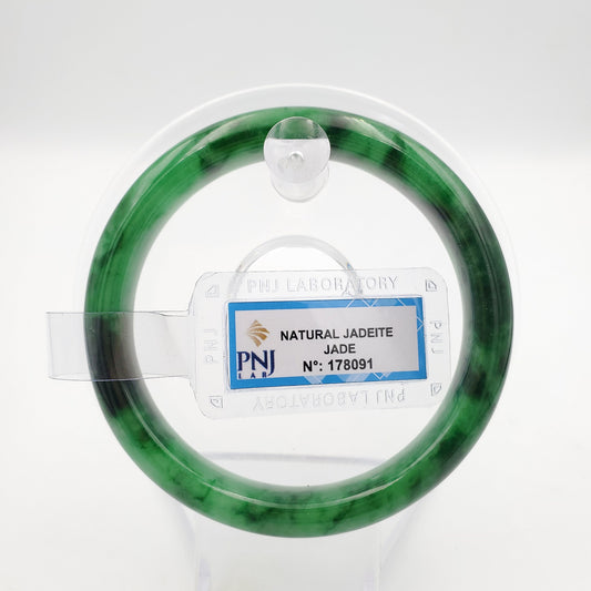 Yingmart 57mm Certified Natural Color Flat Square Green Natural Jadeite Jade Bangle Bracelets, Real Gemstone Bracelet, Vintage Jewelry