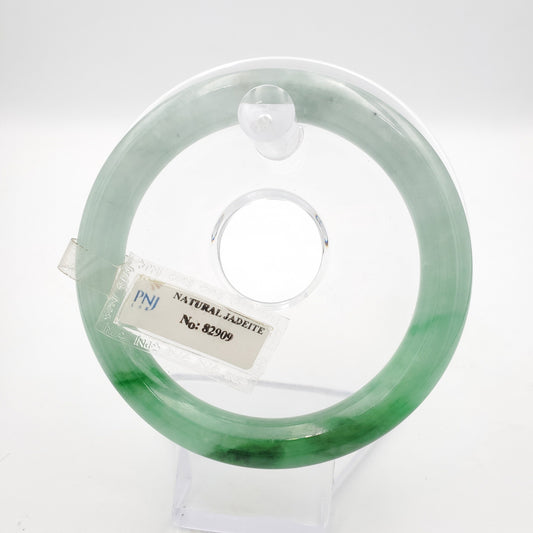 Yingmart 59mm PNJ Certified Natural Color Green Natural Jadeite Jade Bangle Bracelet, Real Gemstone, Vintage Jewelry, Gift for her